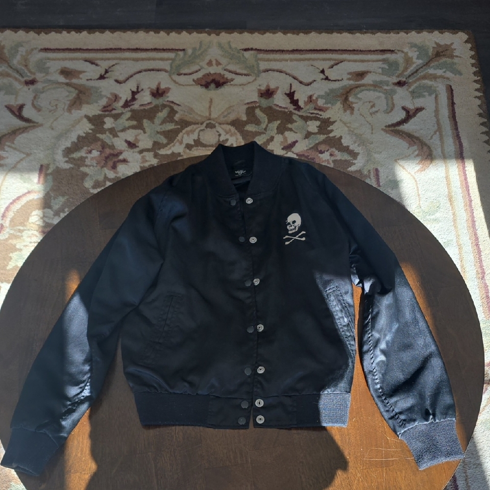 Black Skull Embroidered Men Or Women's Jacket